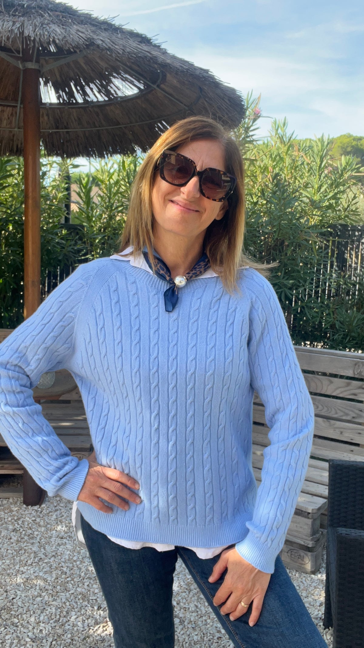 PULL BLEU CLAIR TORSADÉ