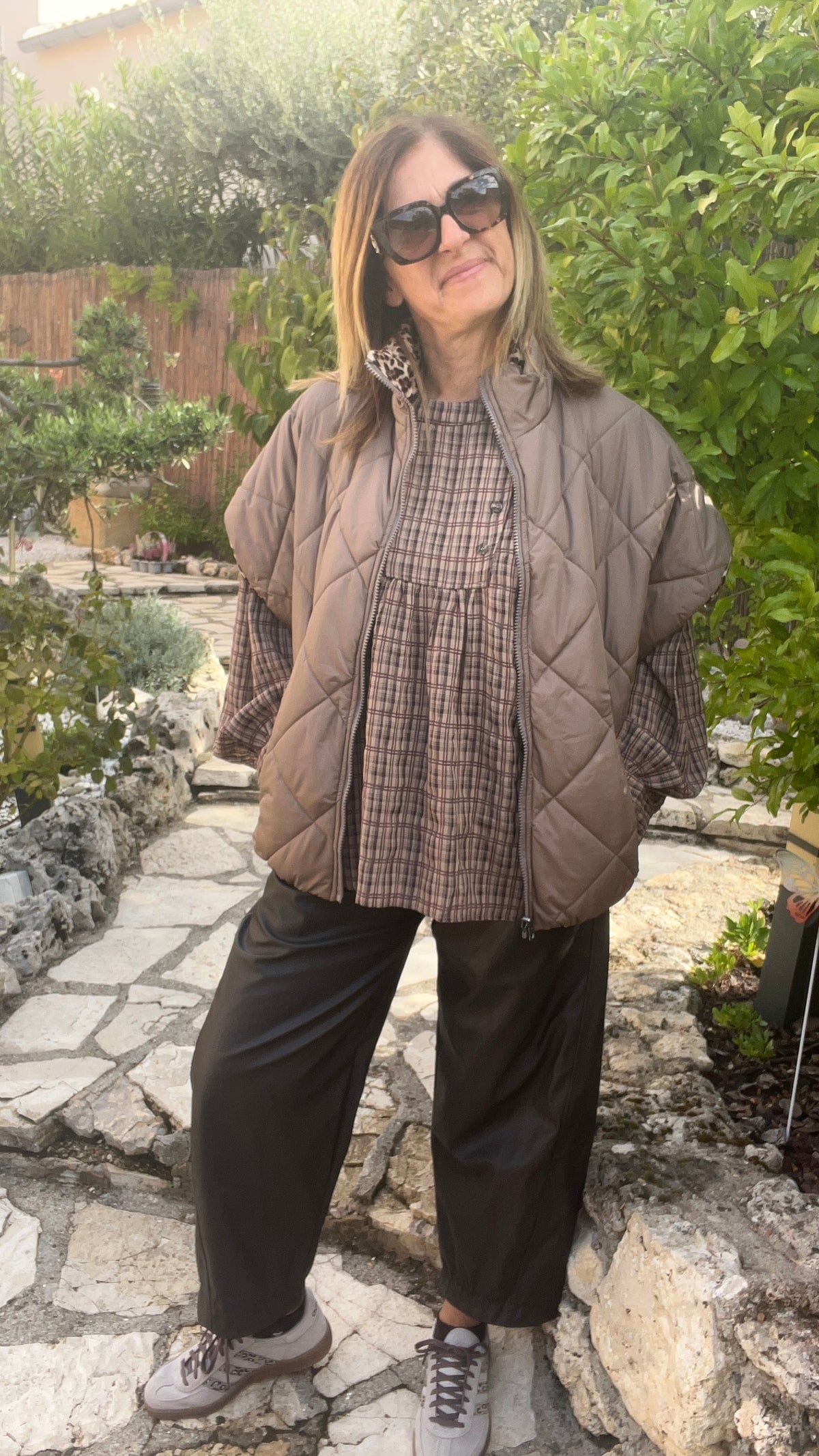 VESTE MATELASSEE TAUPE/LEOPARD REVERSIBLE