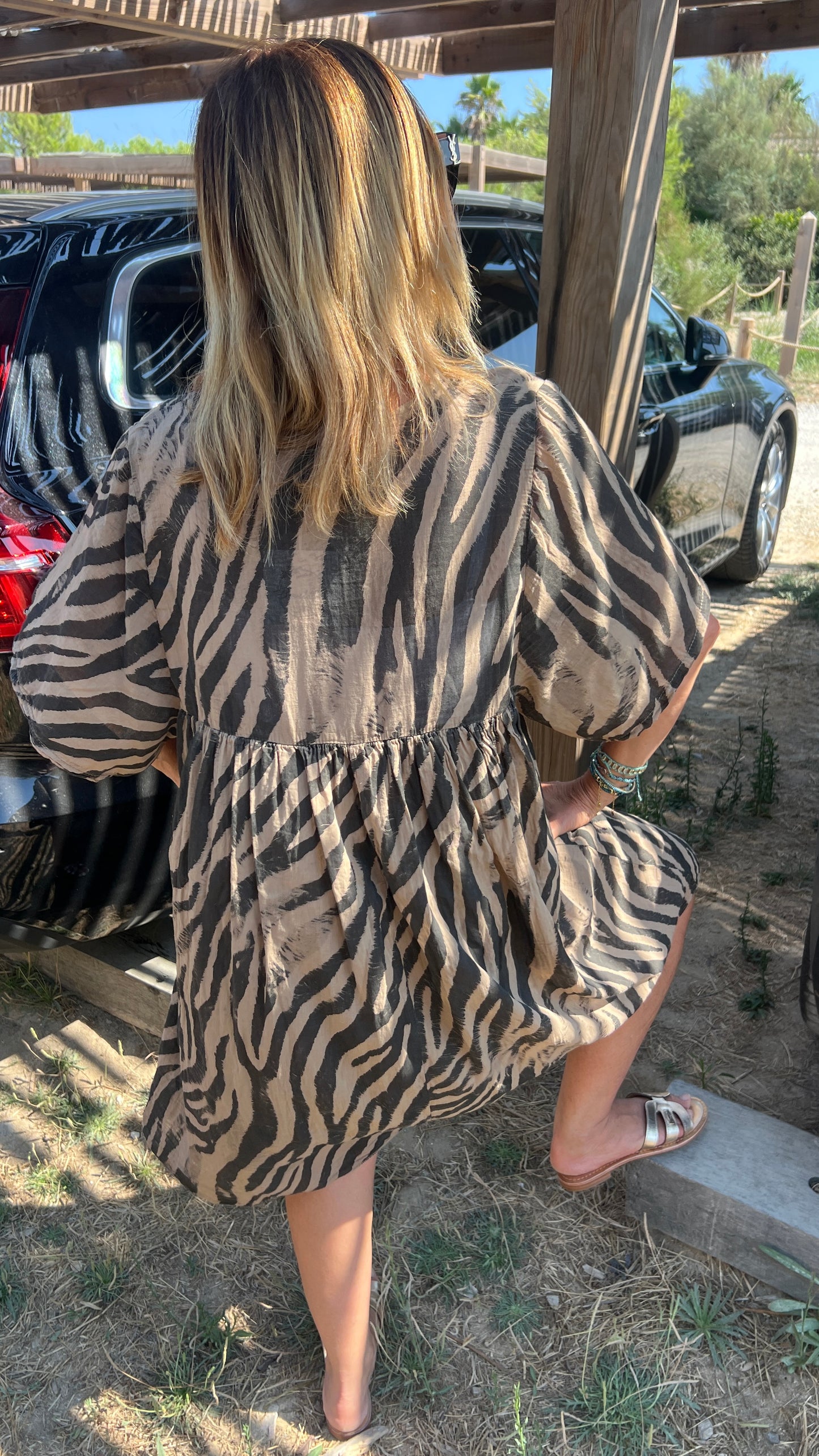 ROBE ZÉBRÉE CAMEL/BEIGE