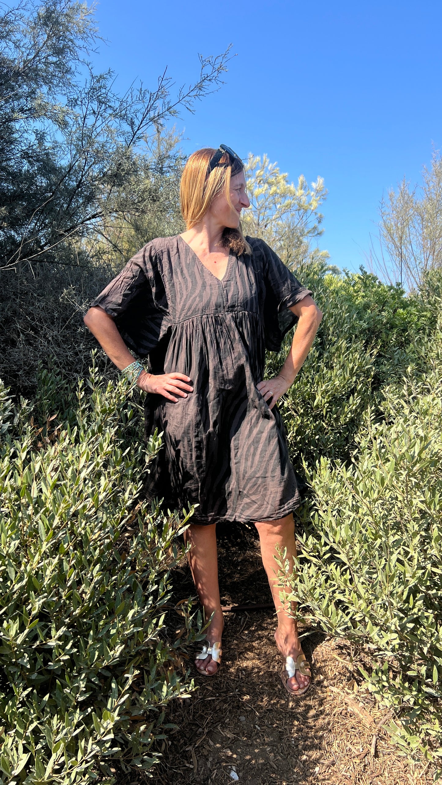 ROBE ZÉBRÉE CHOCOLAT/NOIR