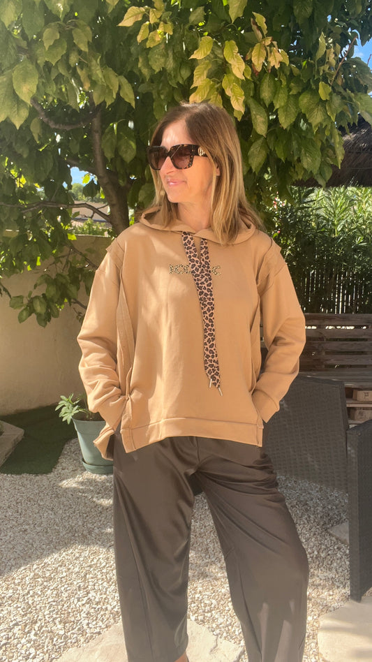 SWEAT A CAPUCHE CAMEL "ICONIC"