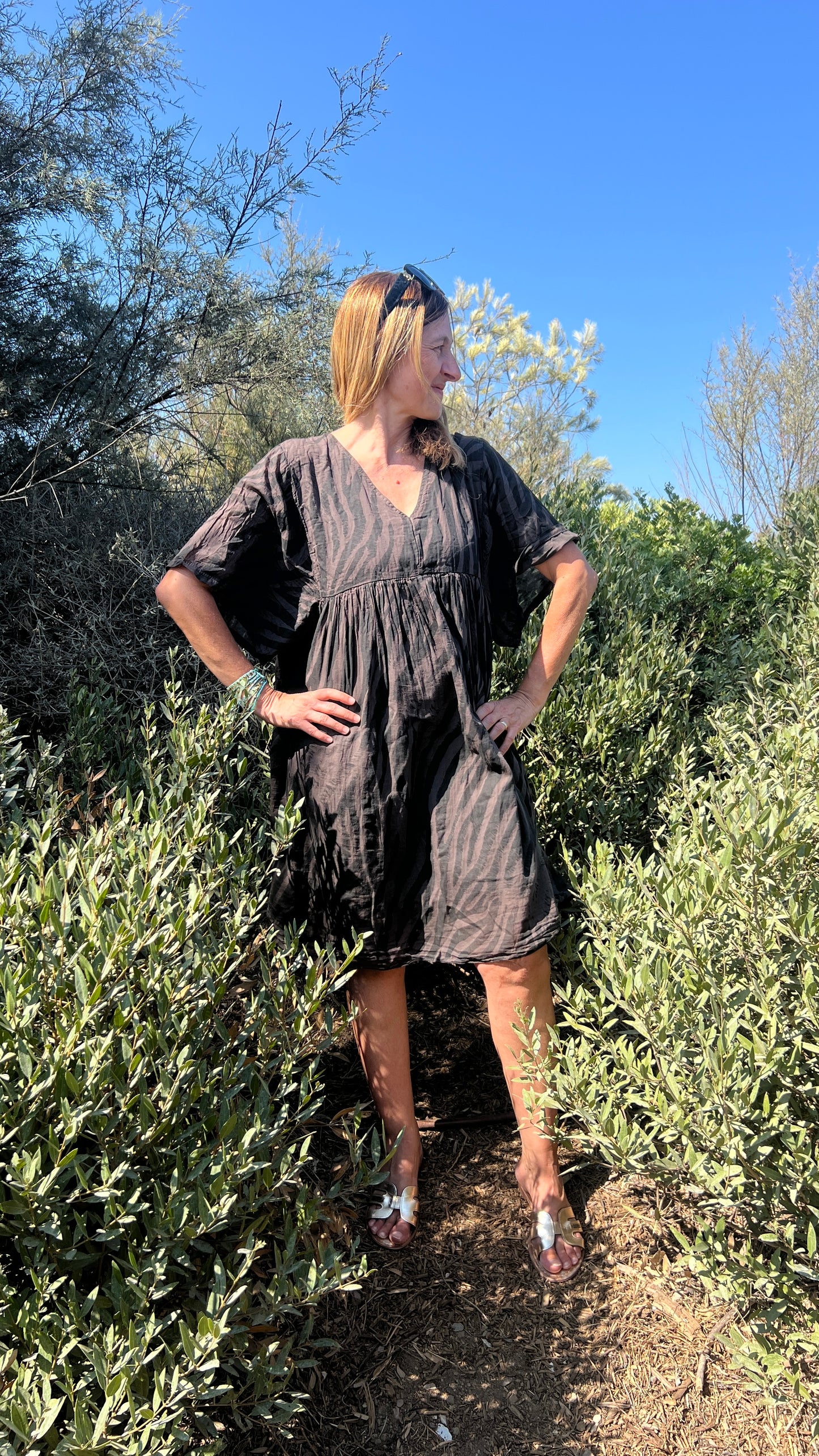 ROBE ZÉBRÉE CHOCOLAT/NOIR