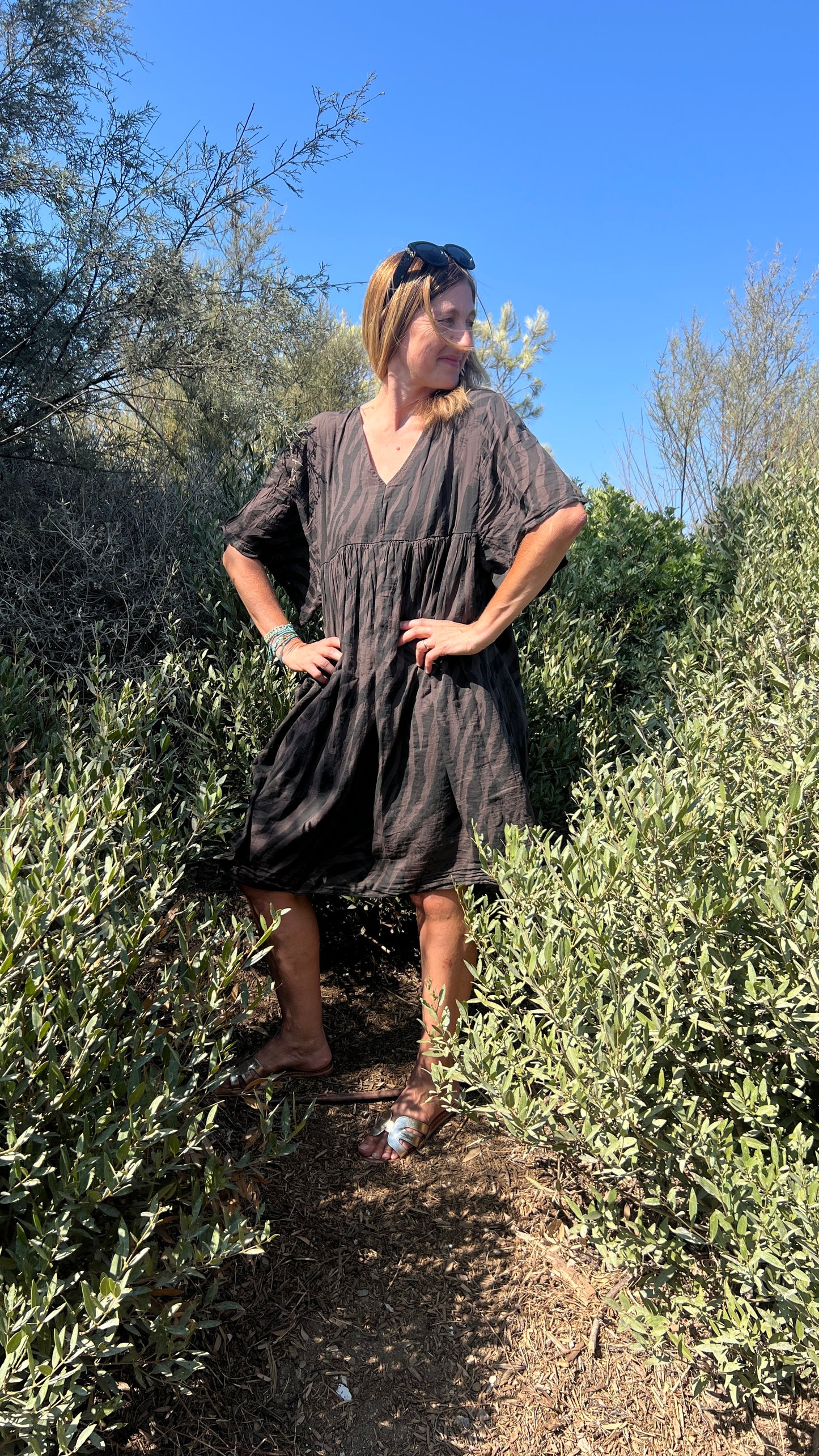 ROBE ZÉBRÉE CHOCOLAT/NOIR