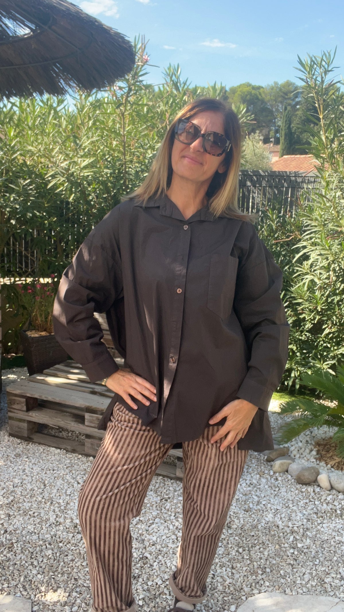 CHEMISIER TUNIQUE CHOCOLAT OVERSIZE "ORLANE"