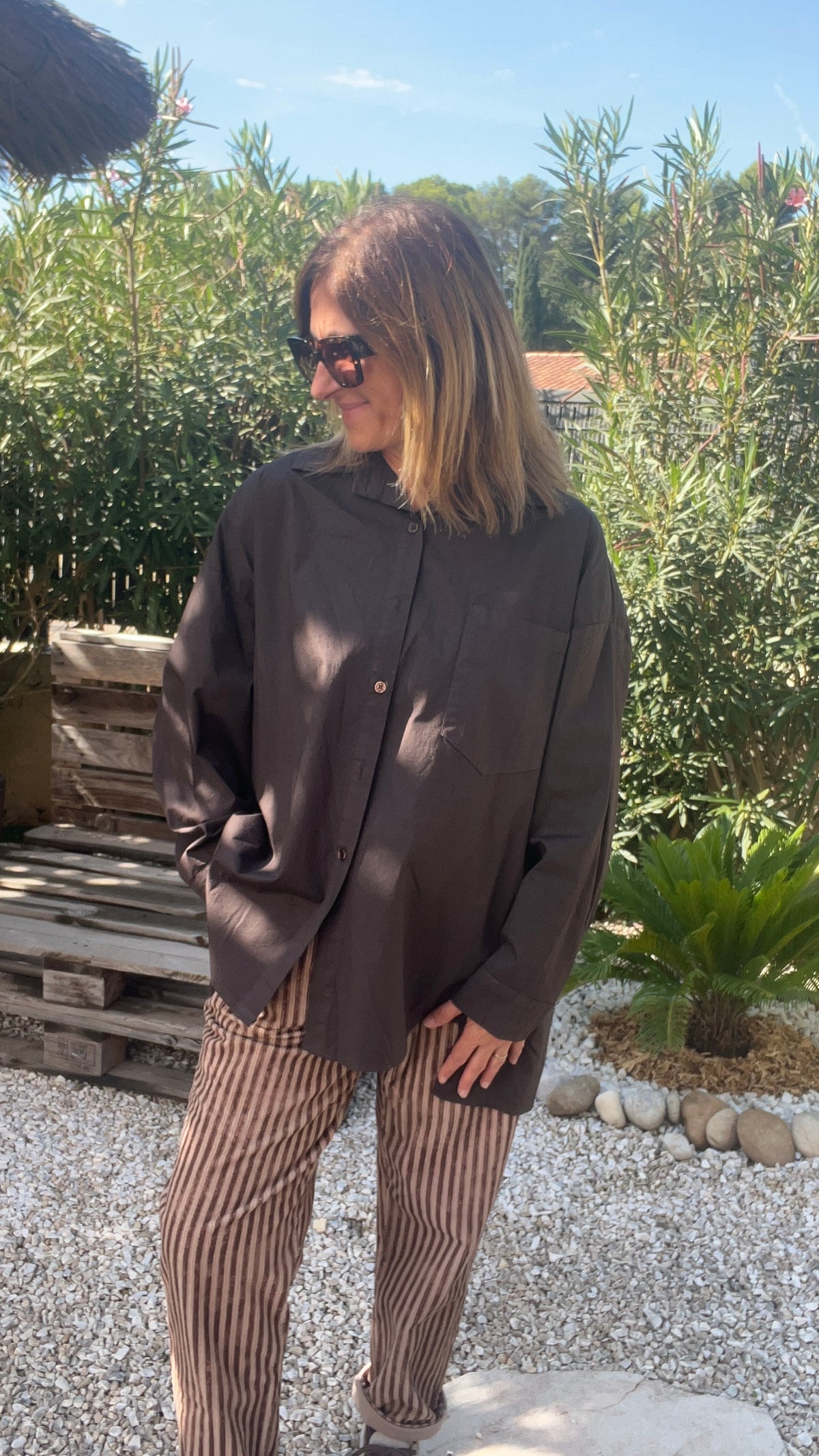 CHEMISIER TUNIQUE CHOCOLAT OVERSIZE "ORLANE"