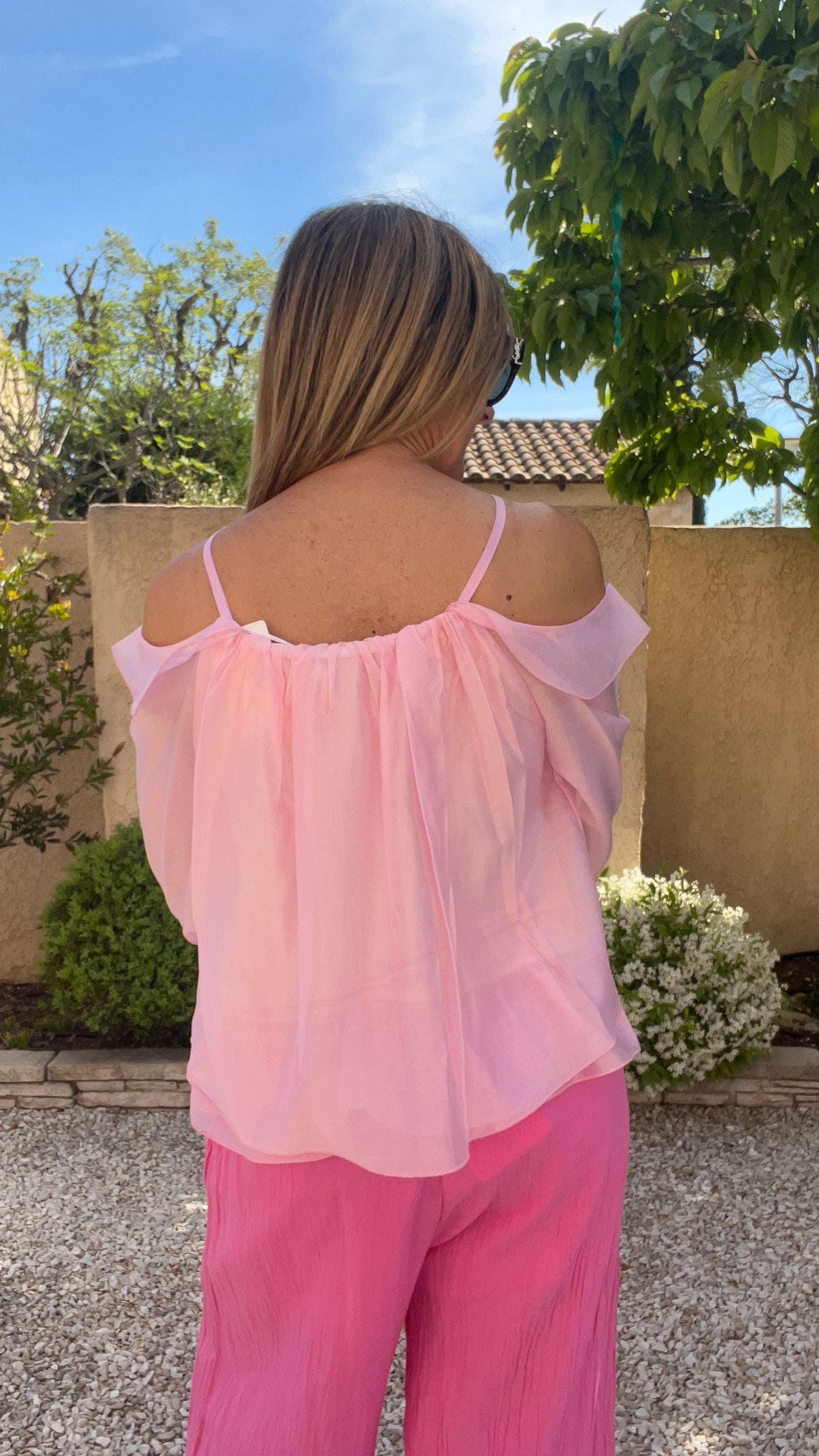 CHEMISIER ROSE EPAULES DÉNUDÉES