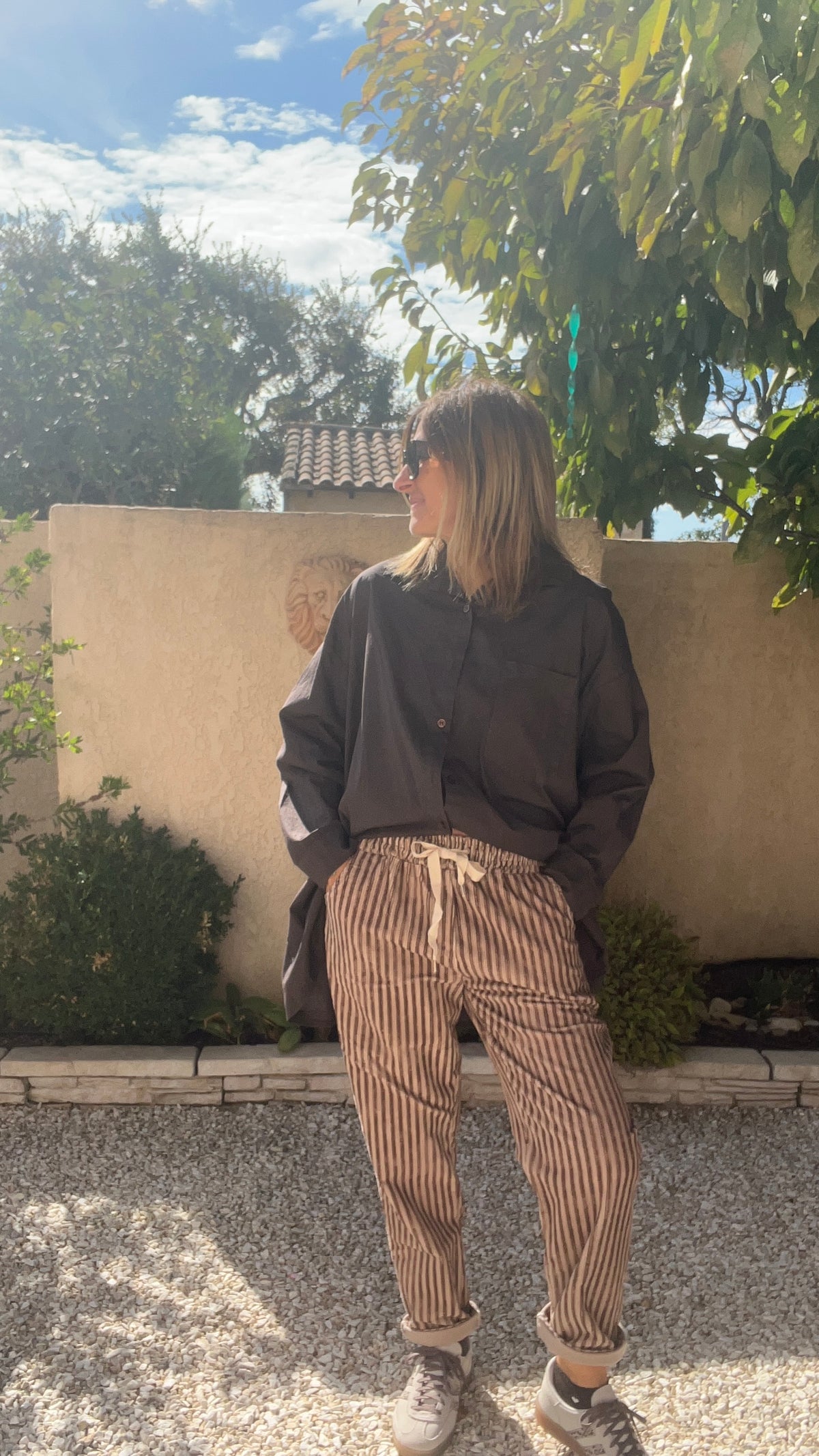 PANTALON RAYE VELOURS "CHOCOLAT/BEIGE"