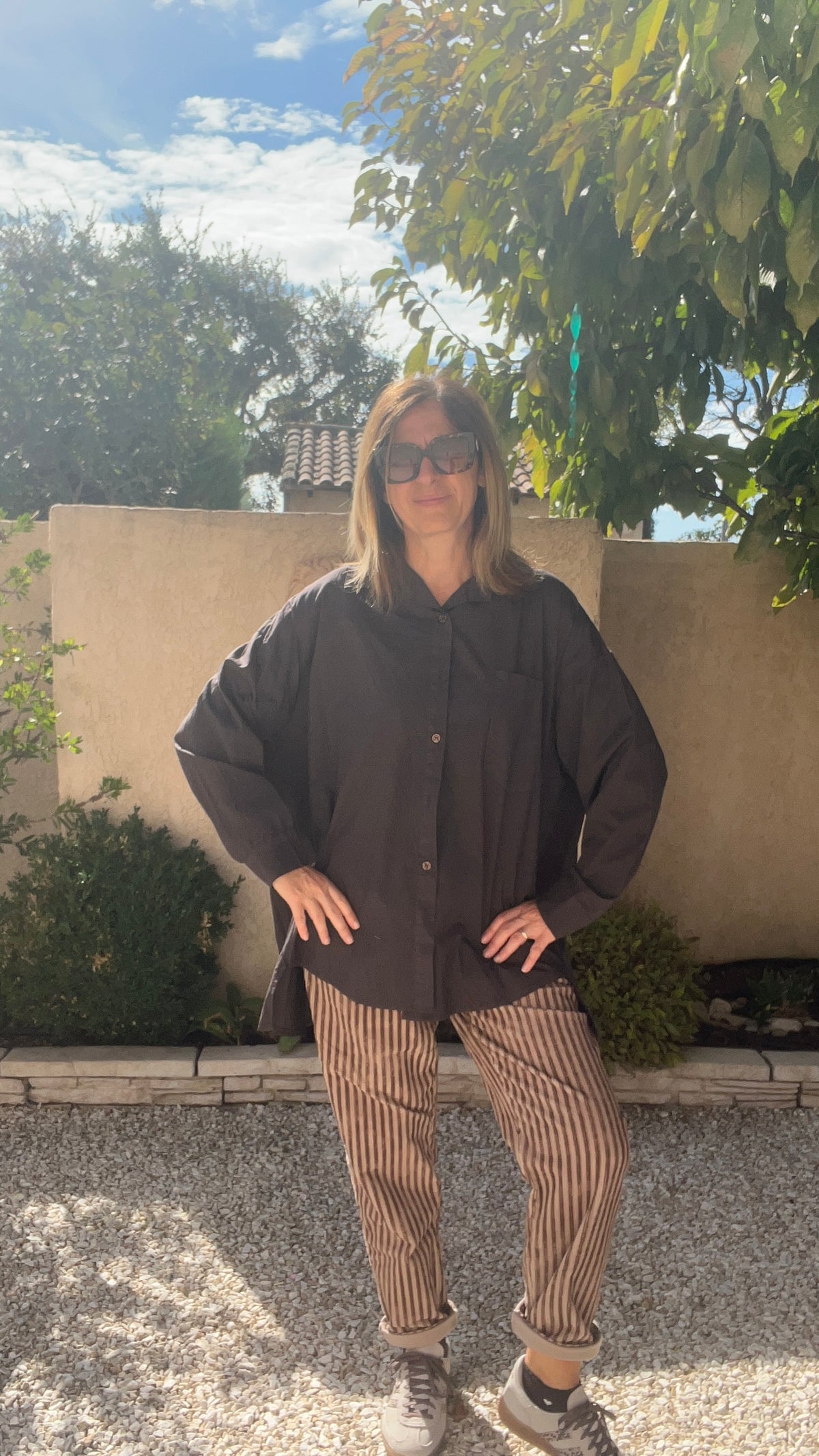 PANTALON RAYE VELOURS "CHOCOLAT/BEIGE"