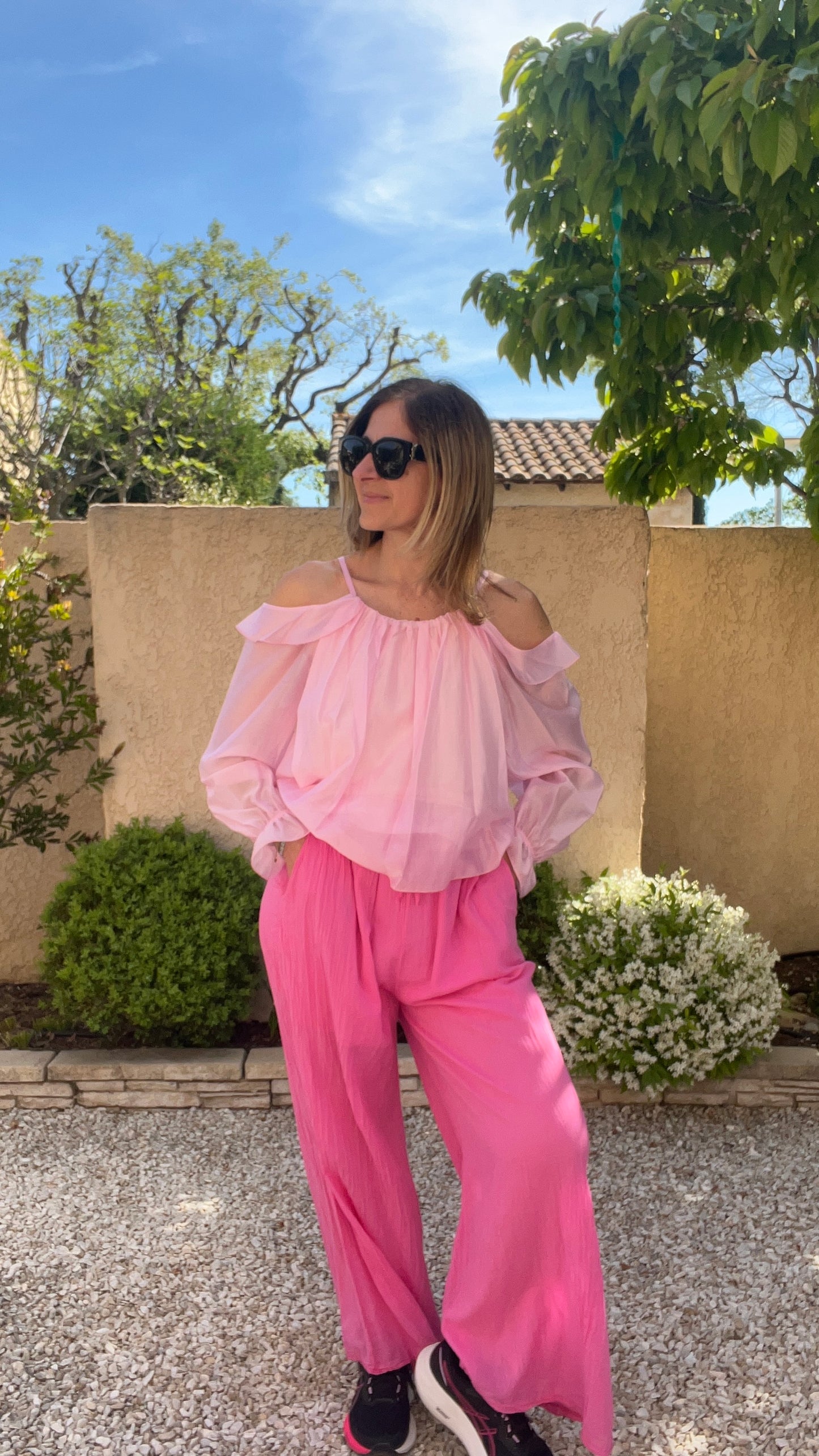 CHEMISIER ROSE EPAULES DÉNUDÉES