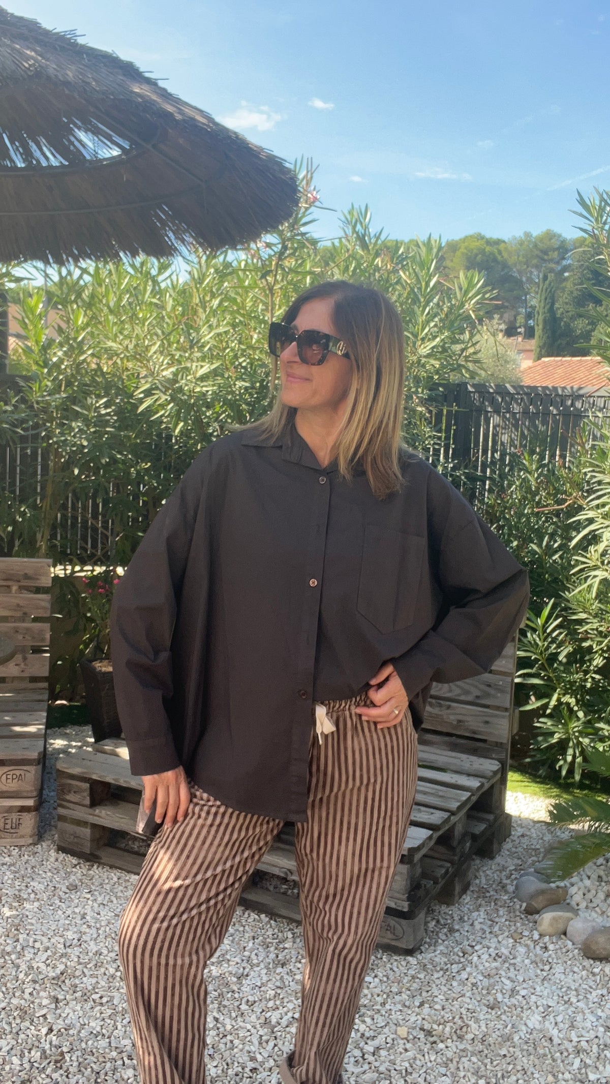 CHEMISIER TUNIQUE CHOCOLAT OVERSIZE "ORLANE"