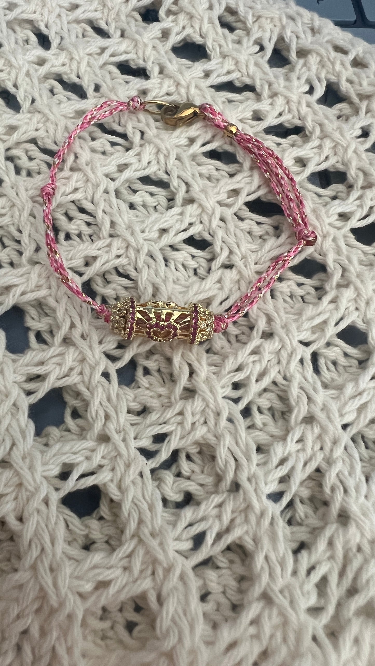 BRACELET ROSE CORDONS DOUBLE "HABAHA"