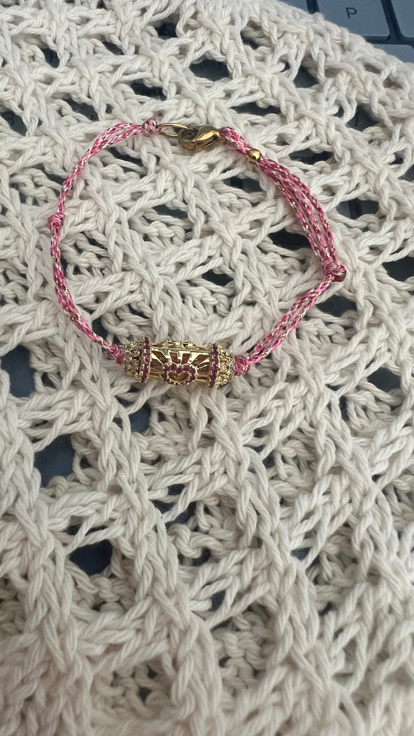 BRACELET ROSE CORDONS DOUBLE "HABAHA"