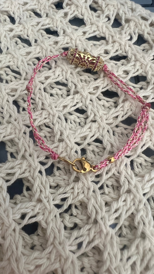 BRACELET ROSE CORDONS DOUBLE "HABAHA"