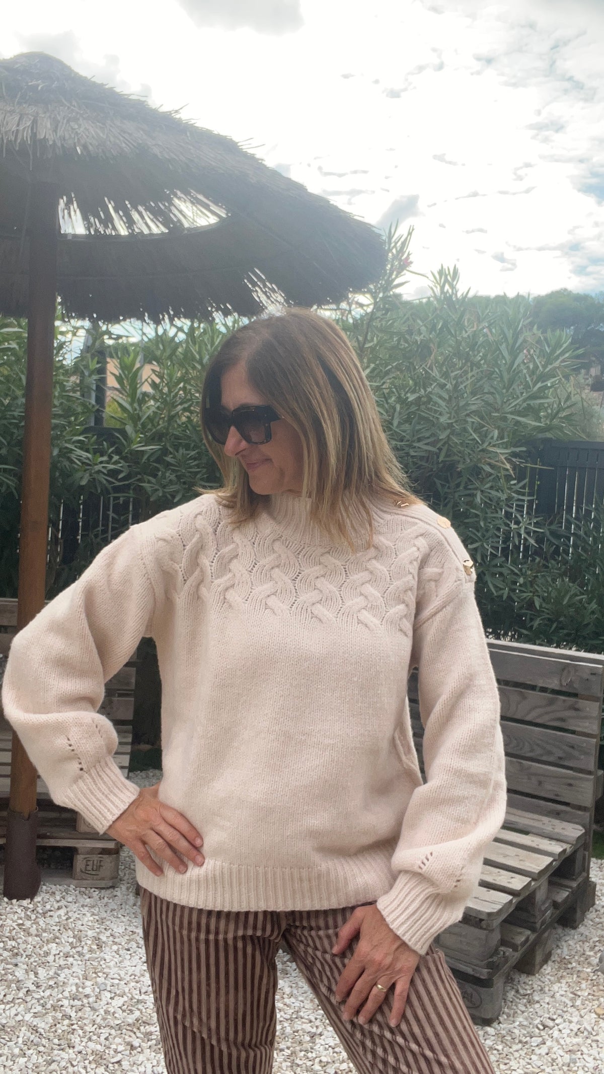 PULL TORSADE BEIGE