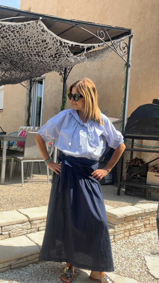 JUPE LONGUE BLEUE MARINE BOHEME