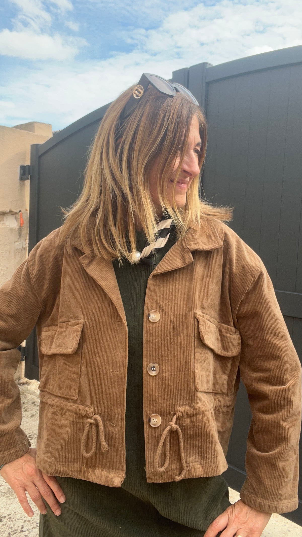 VESTE BLAZER VELOURS CAMEL