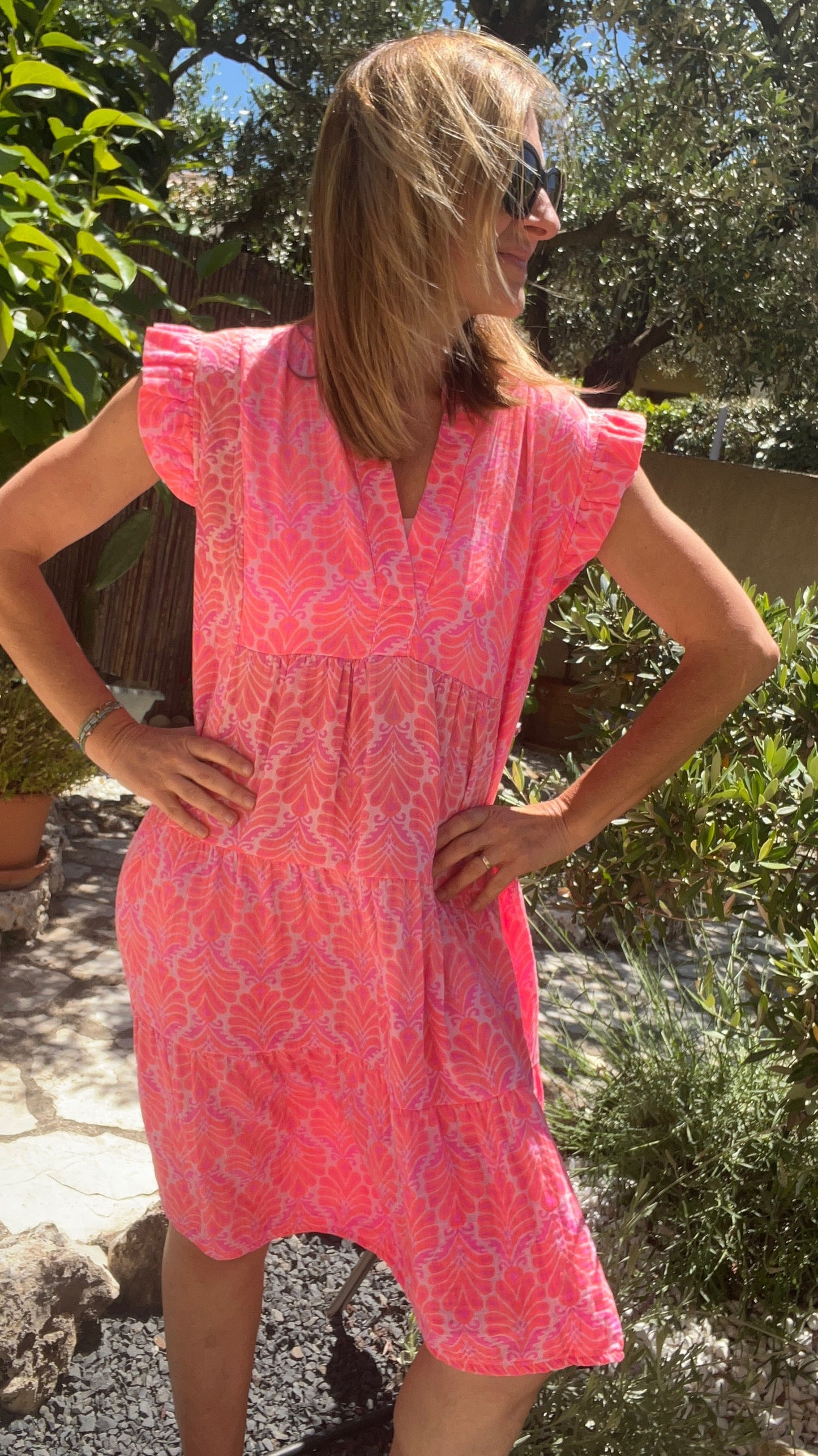 ROBE ROSE/ORANGÉ/PARME FLEURI