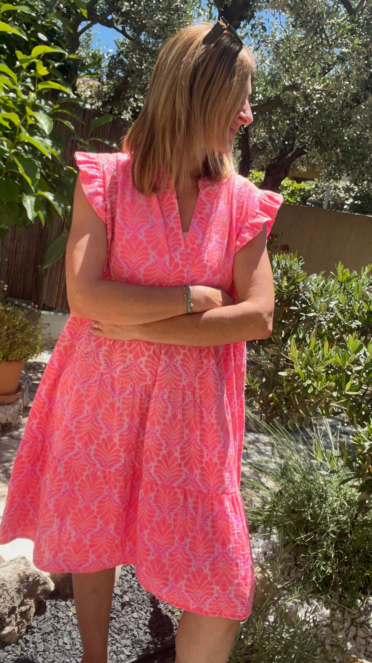 ROBE ROSE/ORANGÉ/PARME FLEURI