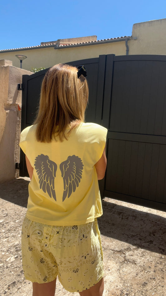 DEBARDEUR EPAULETTES JAUNE AILES