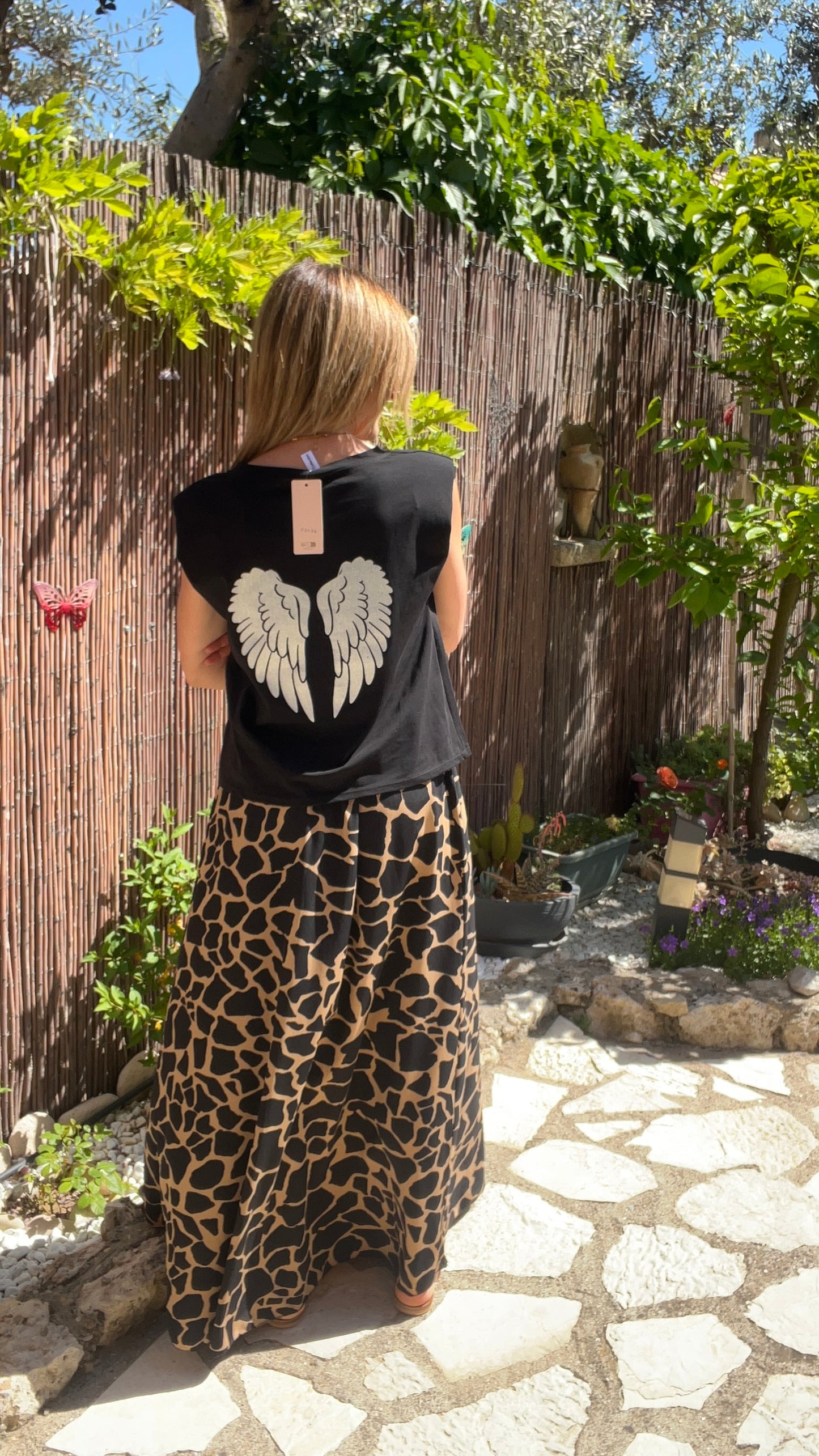 DEBARDEUR EPAULETTES NOIR AILES